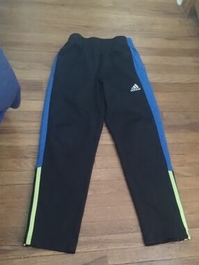 Nike Kids Black Sweatpants with Blue and Neon Green Panels